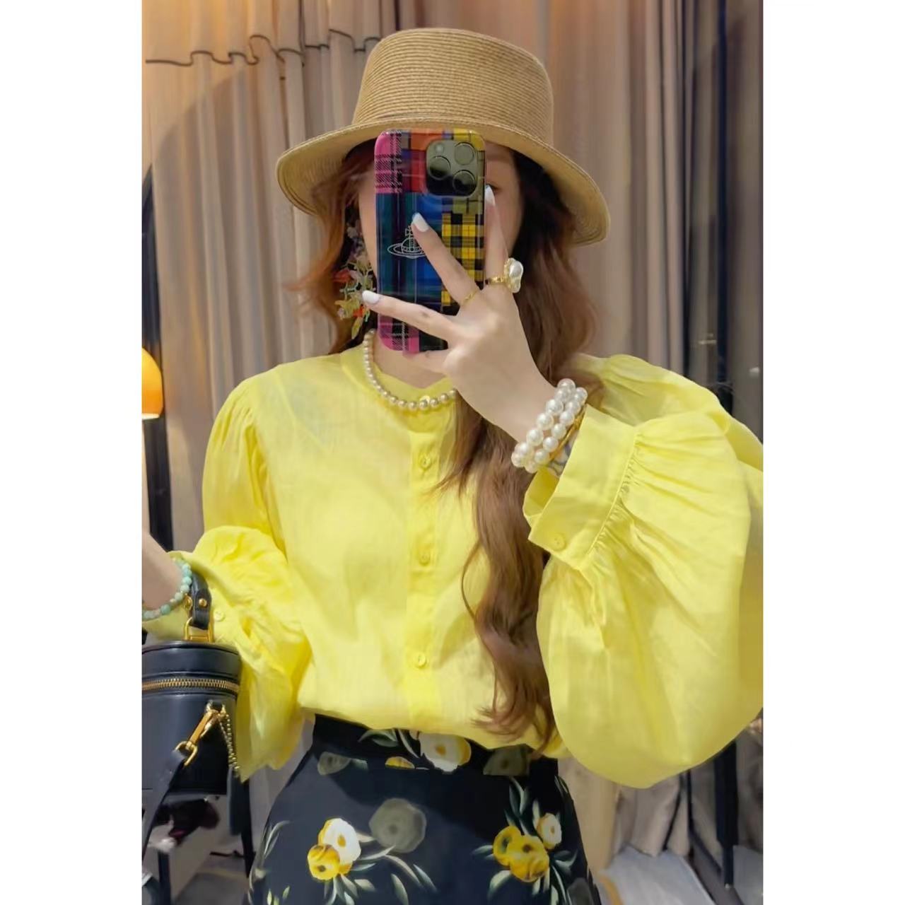 【柠檬奶贝】纯色圆领宽松防晒衬衫上衣