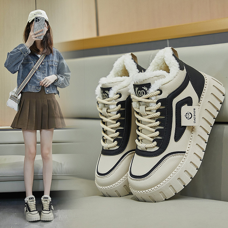 2023秋季新款ins韩版高帮小白鞋女学生高帮厚底休闲街拍KT12261