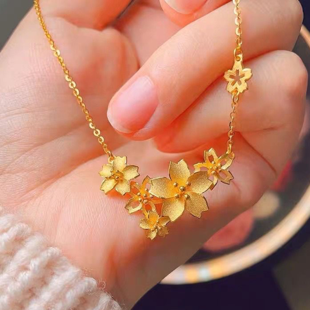 钛钢项链 新款饰品链三生花项链花月佳期花朵锁骨链百搭婚嫁套链