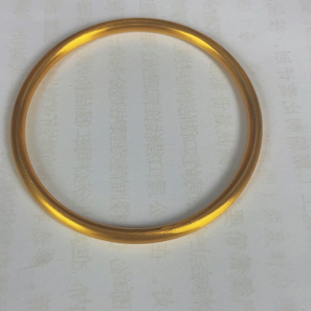 钛钢手镯 4n拉丝金色手镯时尚素款传承实心古法素圈镯子不掉色