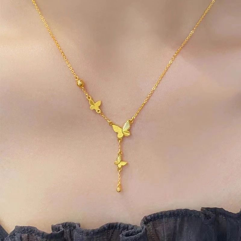 钛钢项链 新款蝴蝶流苏锁骨链颈链久不掉色气质时尚百搭轻奢高级