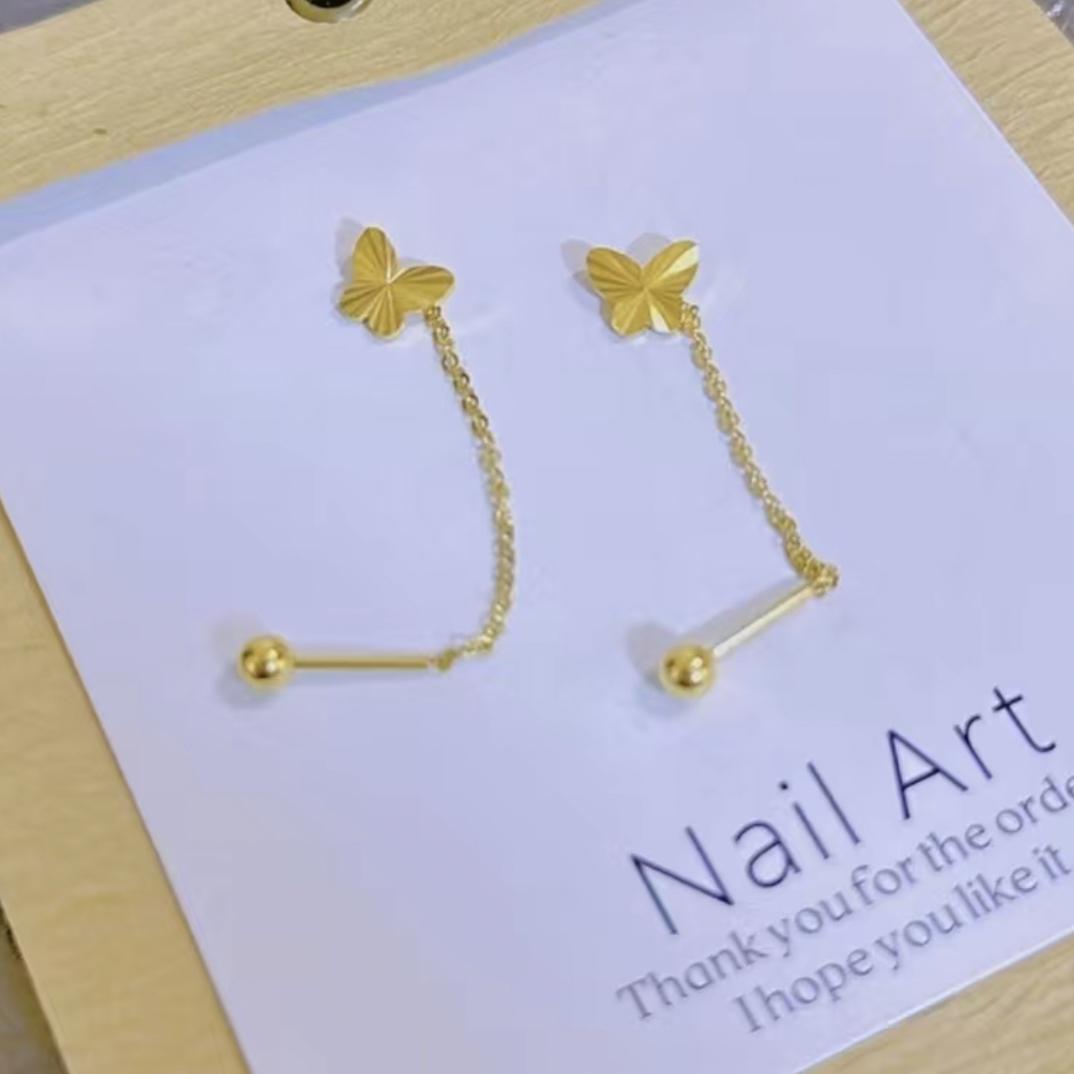 钛钢耳饰 高级感百搭两戴蝴蝶防丢钛钢耳线饰品气质精致时尚轻奢