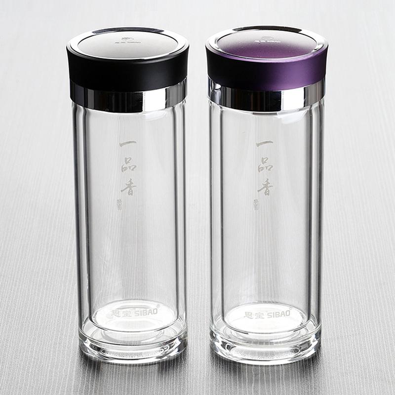 SIBAO/思宝玻璃杯一品香男女士商务双层加厚隔热泡茶杯礼品包装