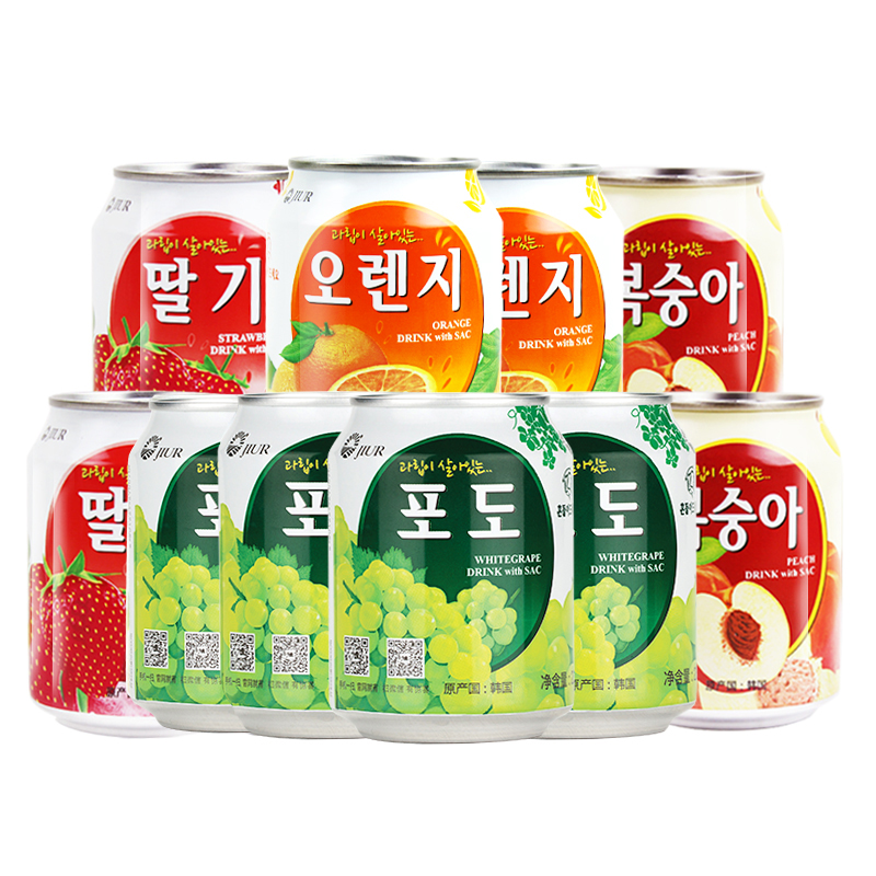 清凉九日韩国进口果肉果汁果粒橙饮料混合多口味238ml*10罐装