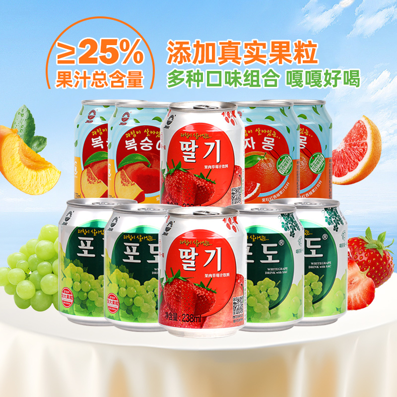 九日果肉果汁饮料果粒葡萄多口味清爽营养清凉解腻饮品238mlx10罐