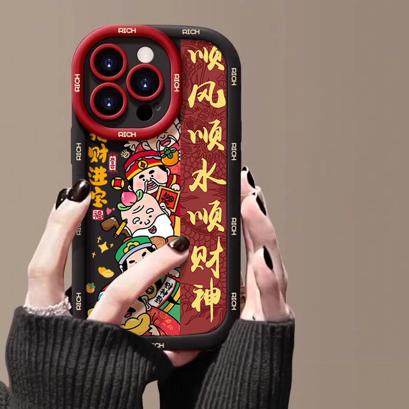 新年财神爷创意苹果15手机壳硅胶iphone13/14promax防摔12/11/78
