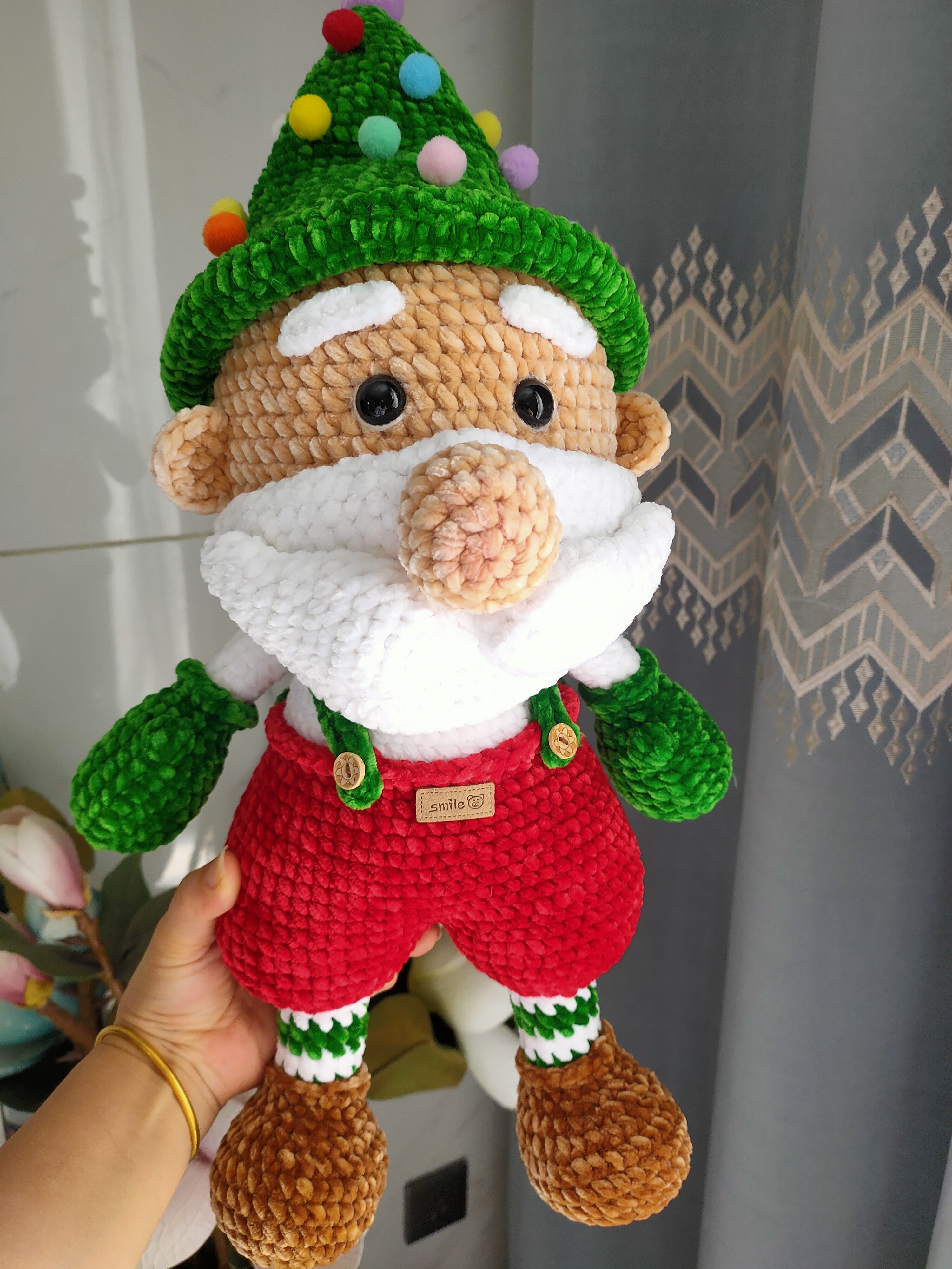 纯手工制作毛线钩织圣诞老人成品