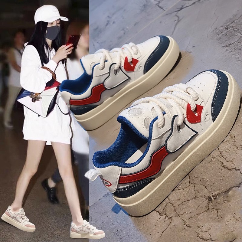 女鞋新款2023新款秋季小白鞋女百搭平底秋季舒适拼色休闲鞋子板鞋