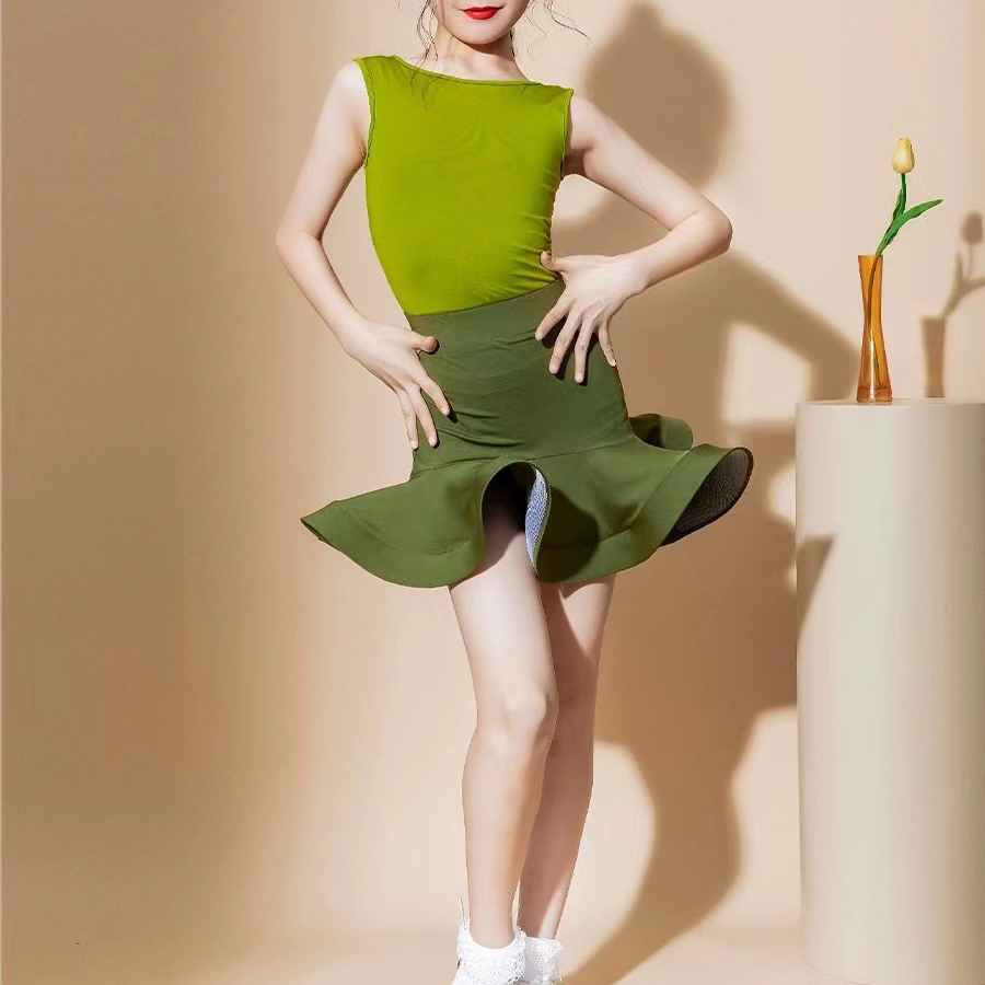 尚裁艺拉丁舞服女儿童2024新款夏季无袖露背训练功服23587