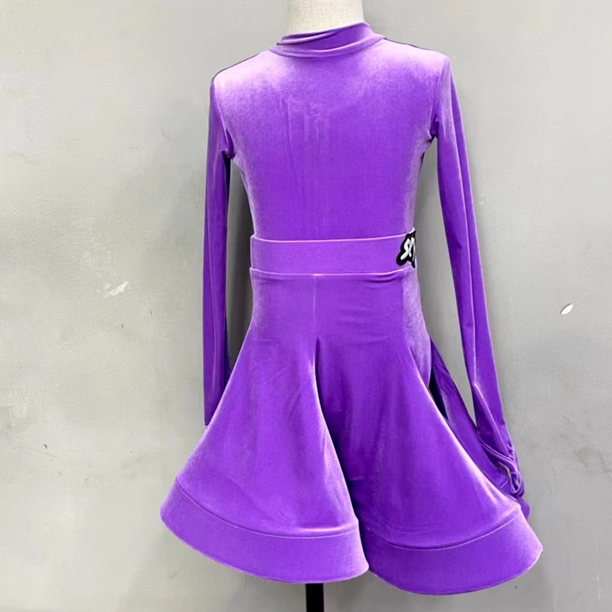  尚裁艺拉丁舞服新款2025年秋季倒V领新品韩绒比赛服