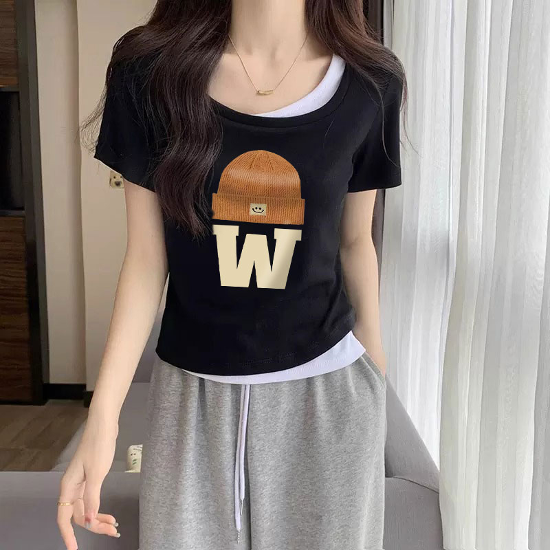 2024年夏季新款大码女装时尚精致百搭短袖t恤宽松圆领上衣女遮肚