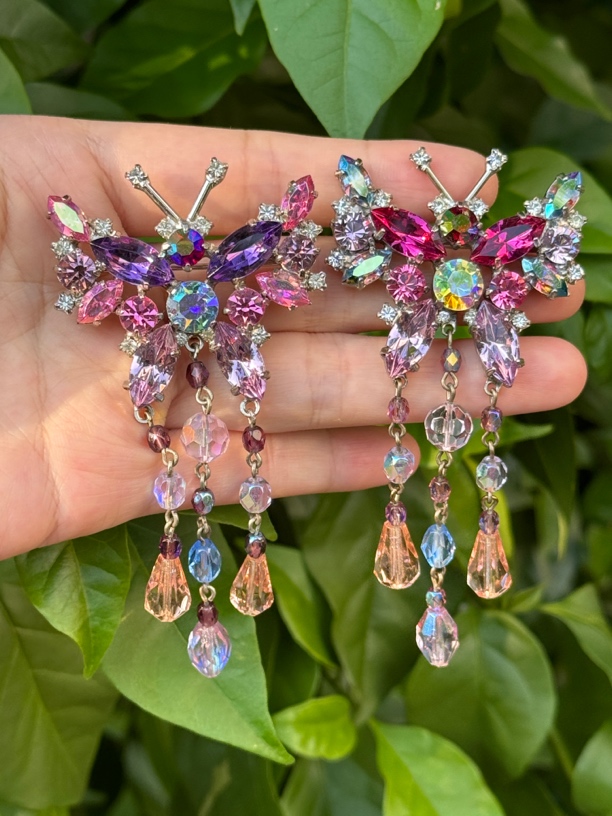 合金锆石胸针 中古首饰蝴蝶流苏回流胸针拍下改价