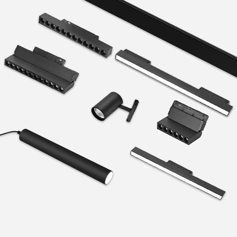 磁吸轨道灯嵌入式 明暗装无边框射灯客厅家用无主灯照明led线条灯