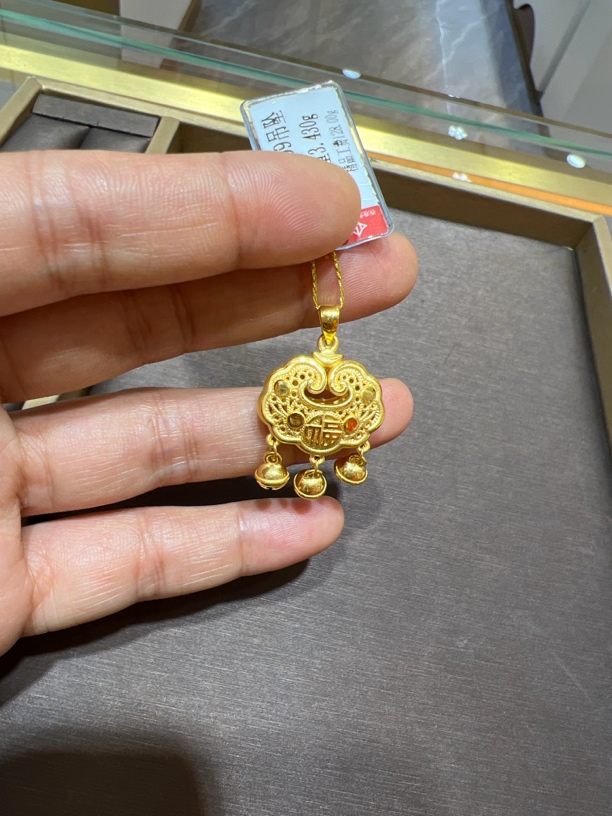 足金999如意锁吊坠