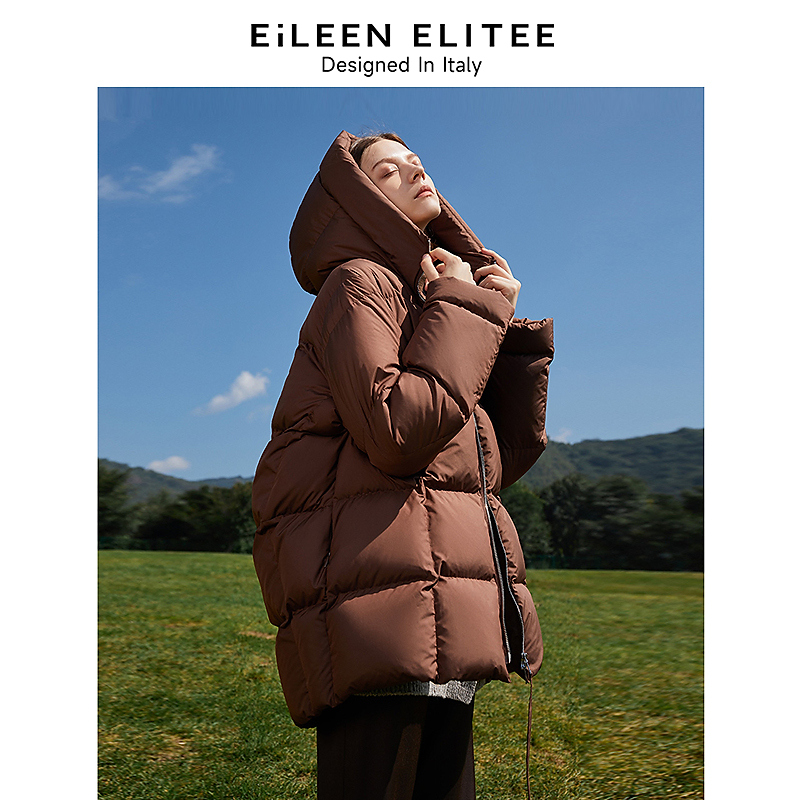 【Basic衣橱】朗姿欧洲EiLEEN ELITEE白鹅绒连帽羽绒服女面包服