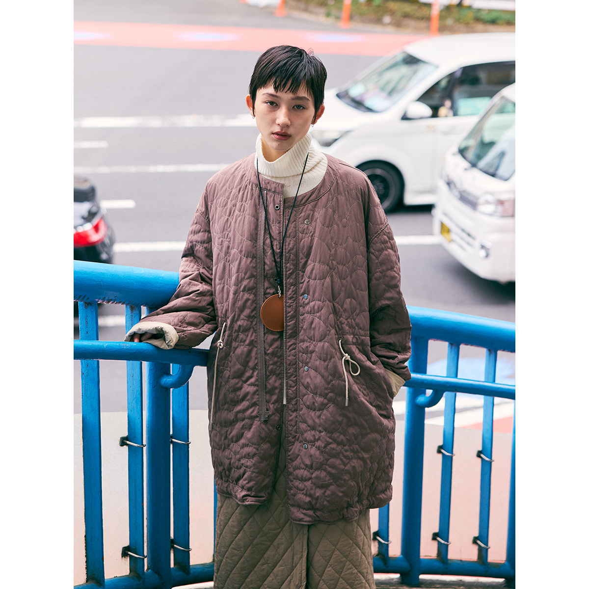 鹿与飞鸟[闲暇时间]双面穿！小花绗棉工装派克服设计感外套6299