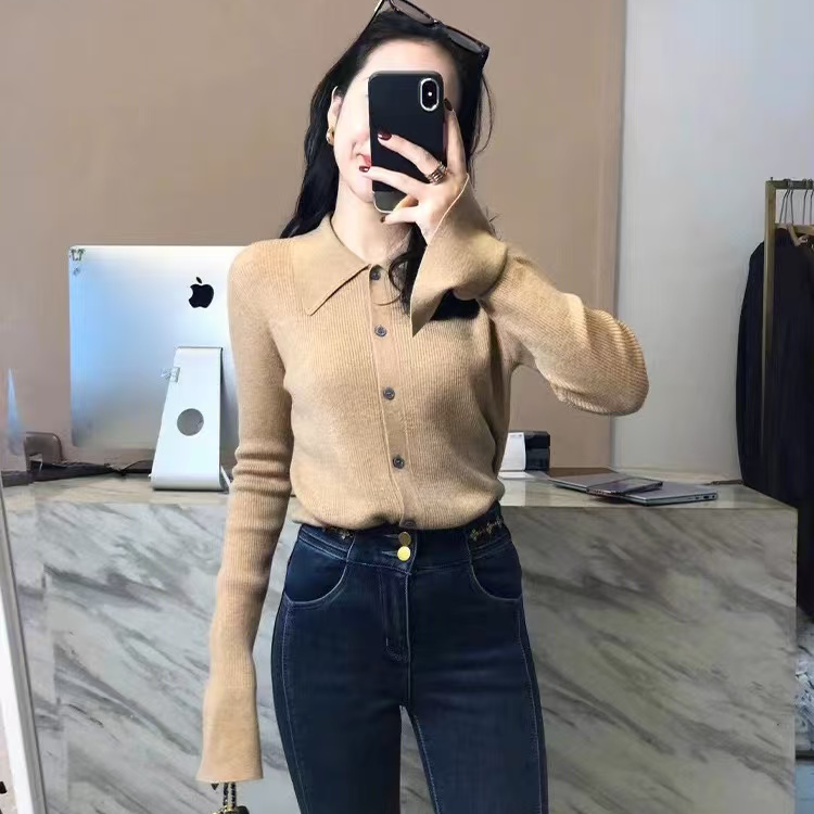 高级感超好看的修身冷淡系上衣小香风短款毛衣打底针织衫2024年冬