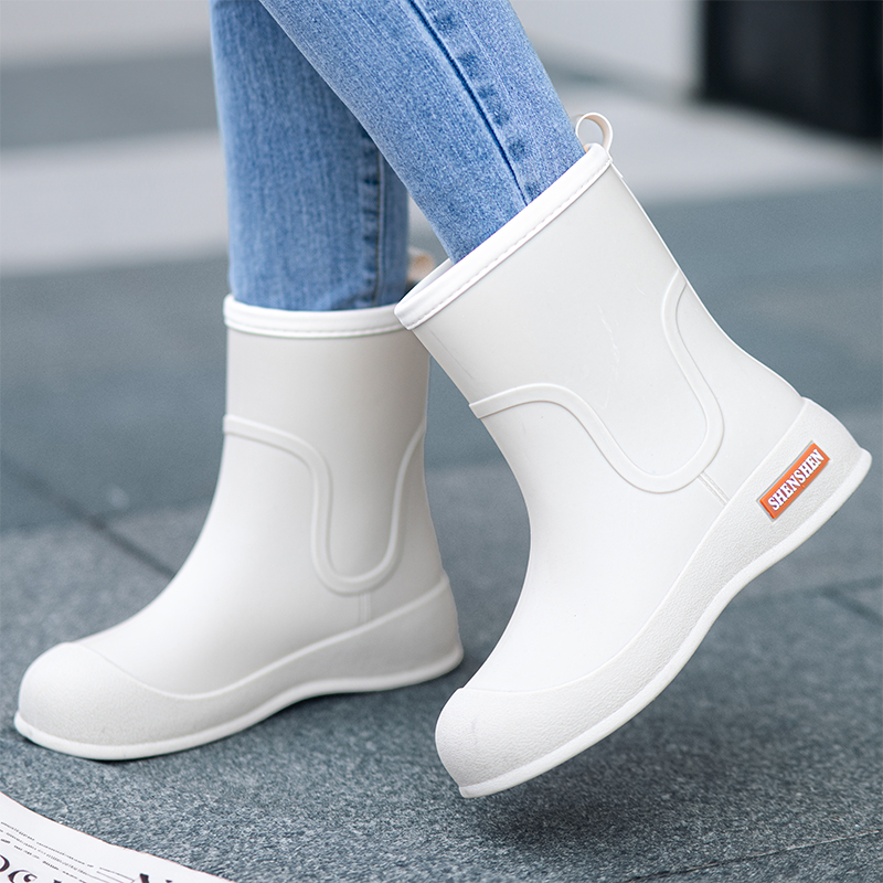 中筒雨鞋女款时尚外穿成人加绒保暖雨靴水鞋新款耐磨防水防滑胶鞋