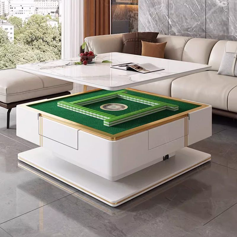 麻将桌岩板茶几一体组合方形升降多功能茶几餐桌麻将机全自动新款