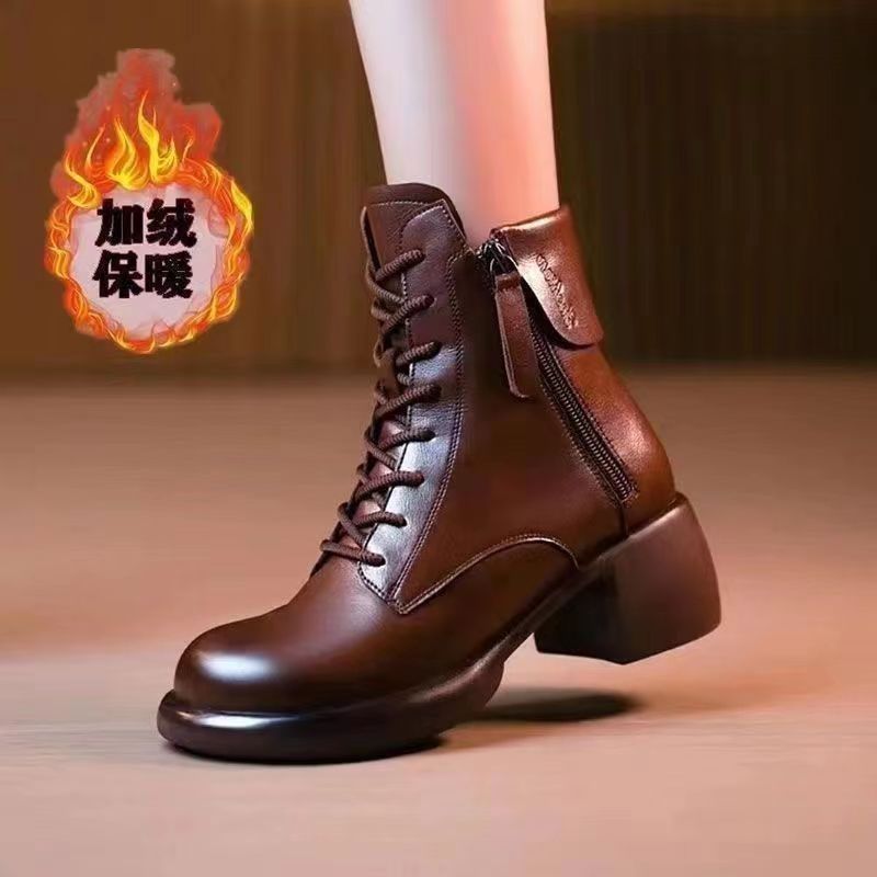 大东姚2023新款超火马丁靴女冬季英伦风厚底短靴时尚百搭粗跟复古
