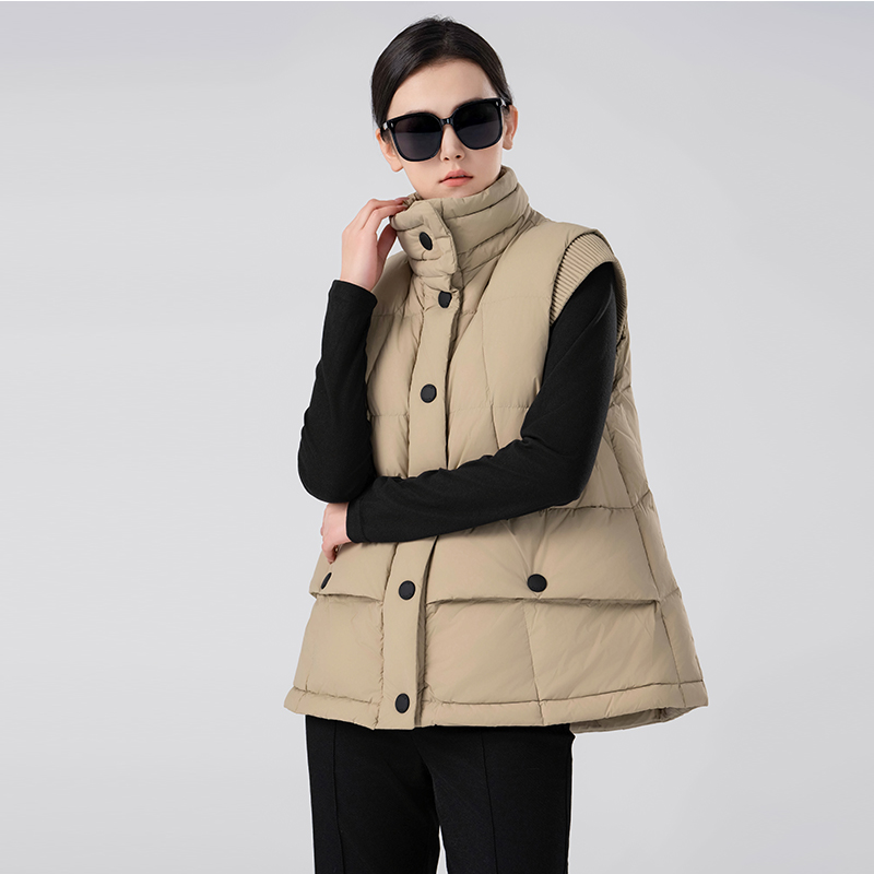 SHUKU/舒库时尚必备|美拉德鹅绒立领羽绒马甲保暖秋冬外穿加厚