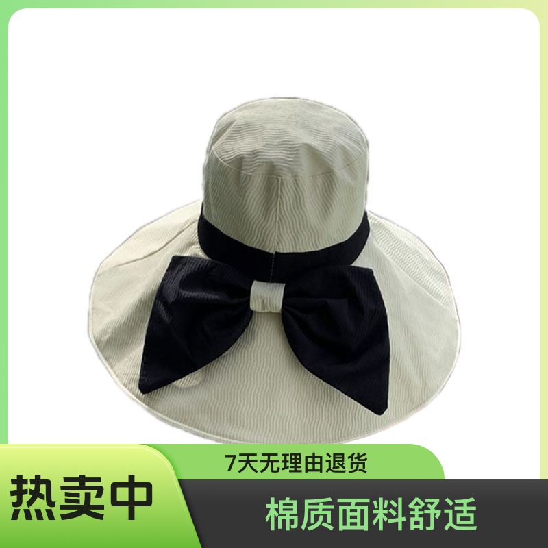 笮夏赫本风度假加大宽帽檐遮阳帽子女款春夏季时尚黑胶防晒帽