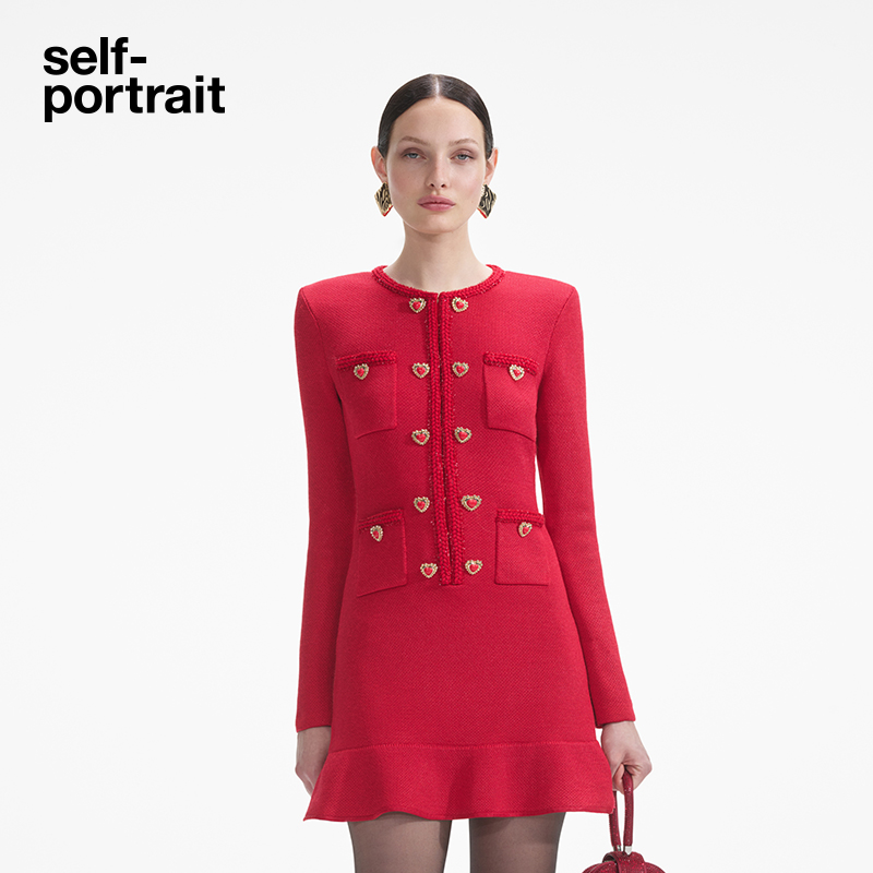 【奥莱】【欧若风】self-portrait 小香风针织鱼尾连衣裙短裙高级感