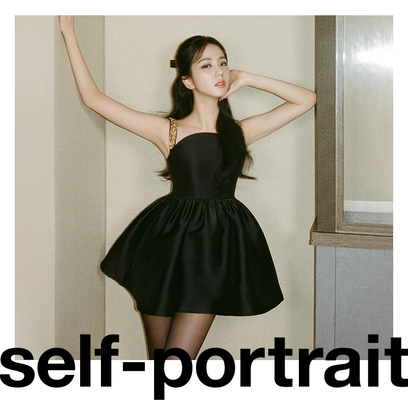 【Jisoo智秀同款】self-portrait流光风千金风抹胸连衣裙吊带小黑裙