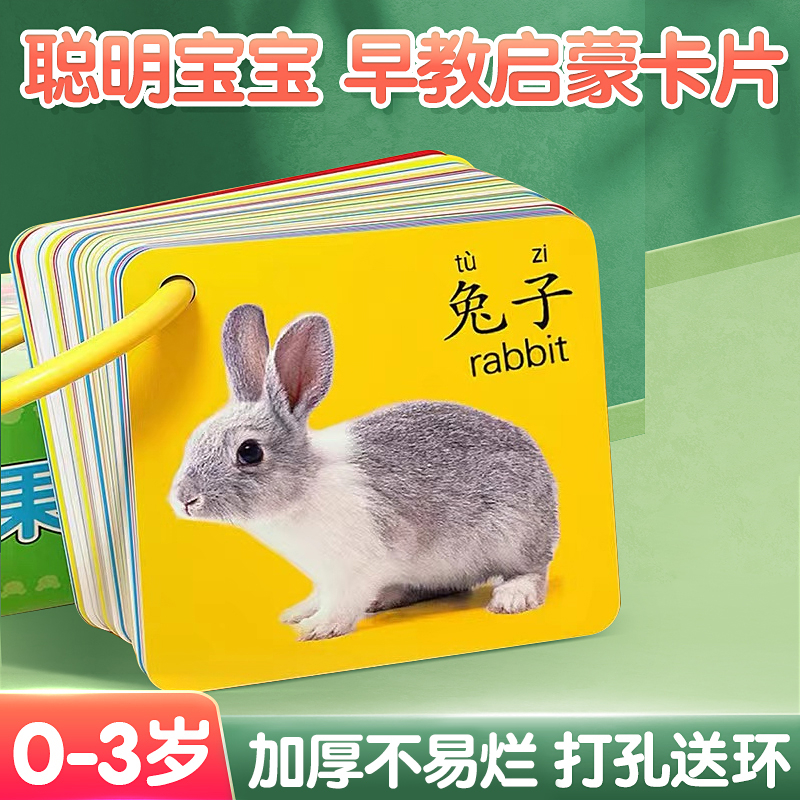 动物卡片早教认知儿童识字看图识物启蒙书婴幼儿宝宝认字益智玩具
