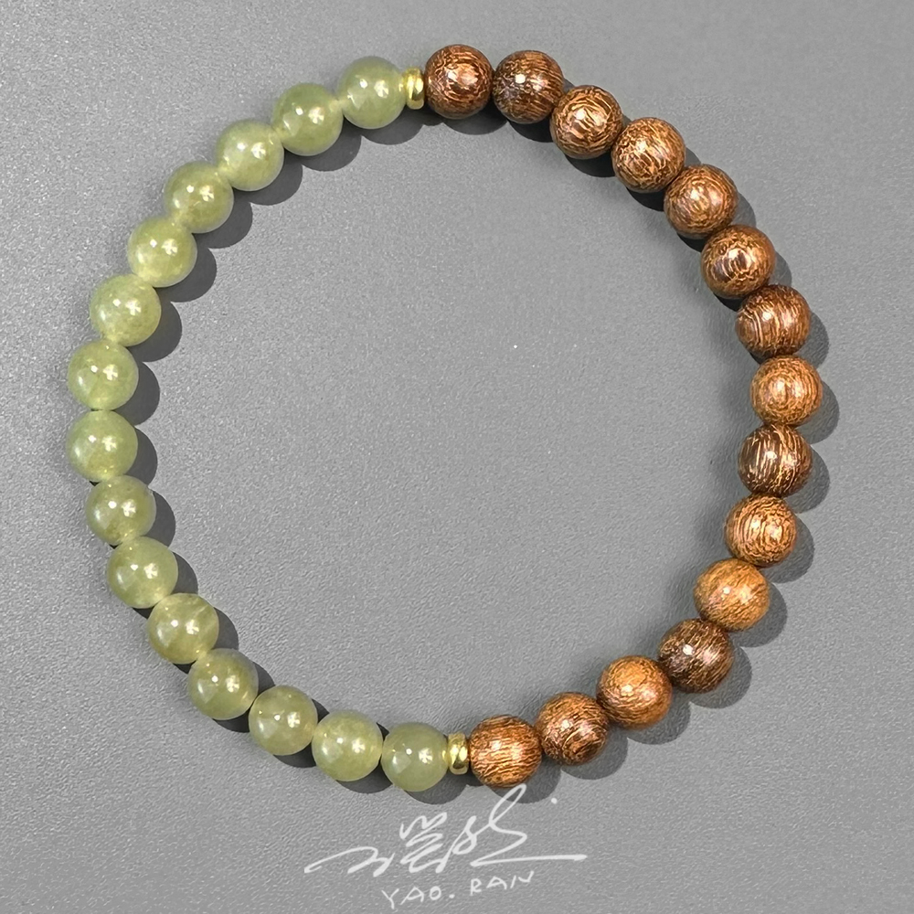 金丝檀香和田玉手串百搭单圈