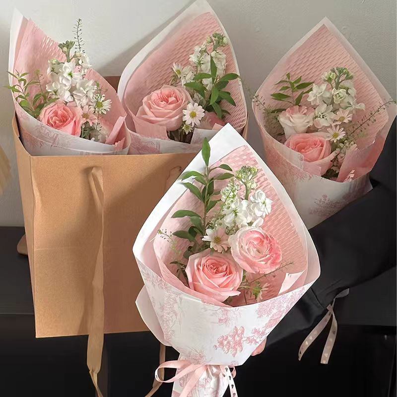 【1帮1】混搭十包新款复古繁花印花花束包装纸花店花艺花束diy