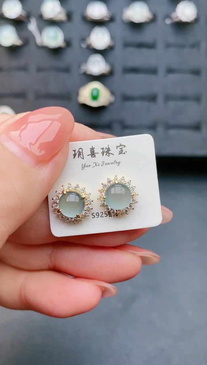 【闪购商品】翡翠耳饰银S925镶嵌321321