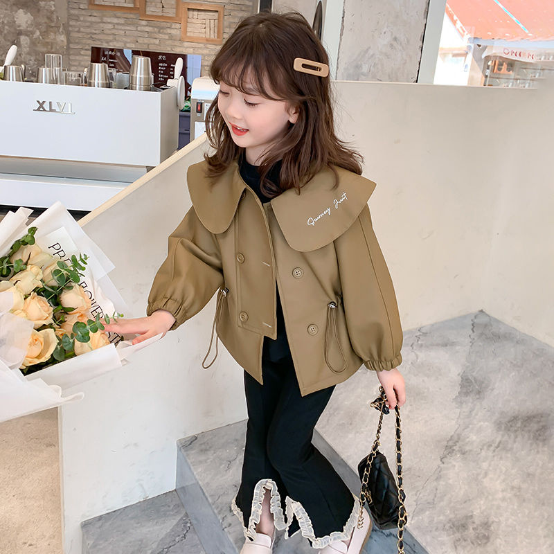 女童外套春秋款2023新款韩版洋气儿童春装皮夹克皮衣小女孩上衣潮