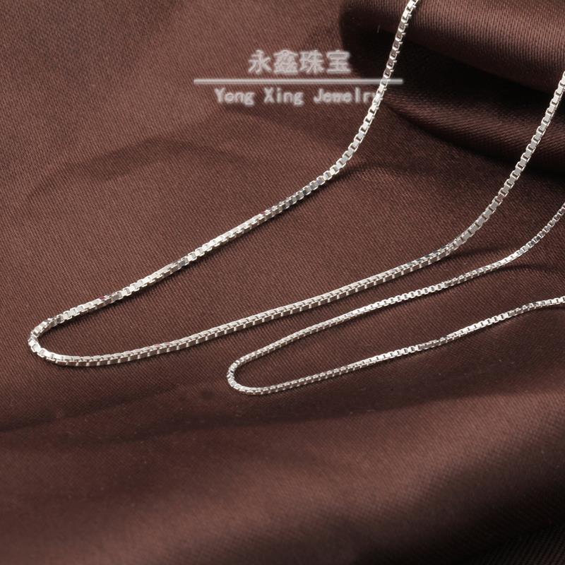 链子足银 999纯银项链女简约素链盒子链细链短款长款素款锁骨链潮