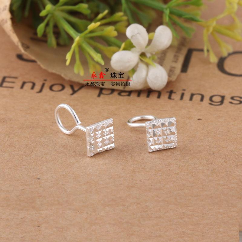 足银耳饰 999纯银耳钉女轻奢小众设计个性方块弯钩养耳洞时尚百搭