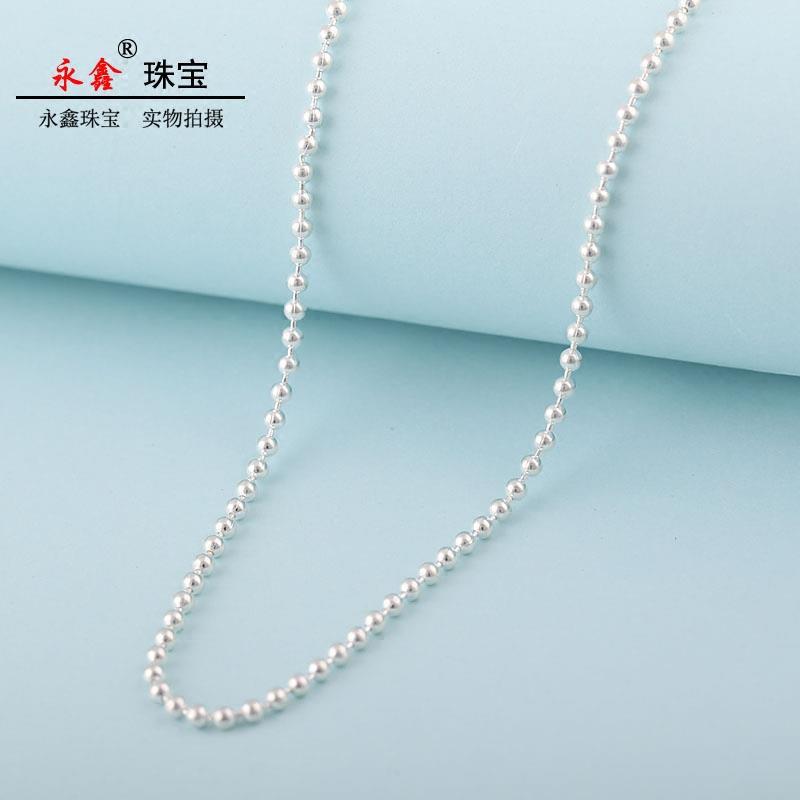 链子足银 999纯银毛衣链女串珠链项链长款简约加长未镶嵌圆珠链