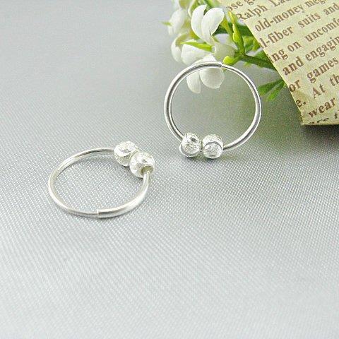 足银耳饰 999纯银耳环女养耳洞防过敏百搭简约气质防过敏素款圈圈