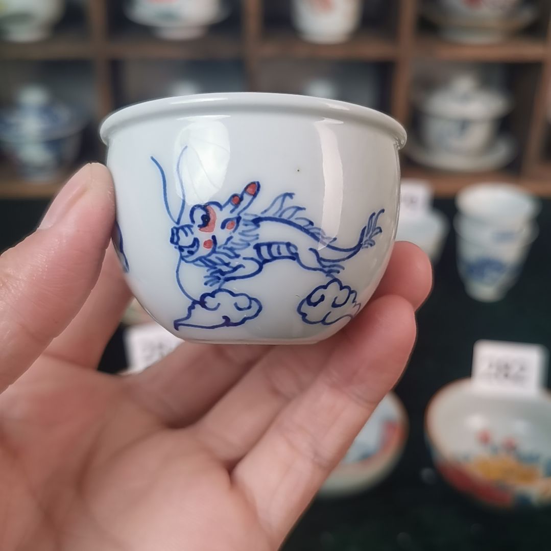 景德镇纯手工手绘柴窑十二生肖缸杯需要公屏