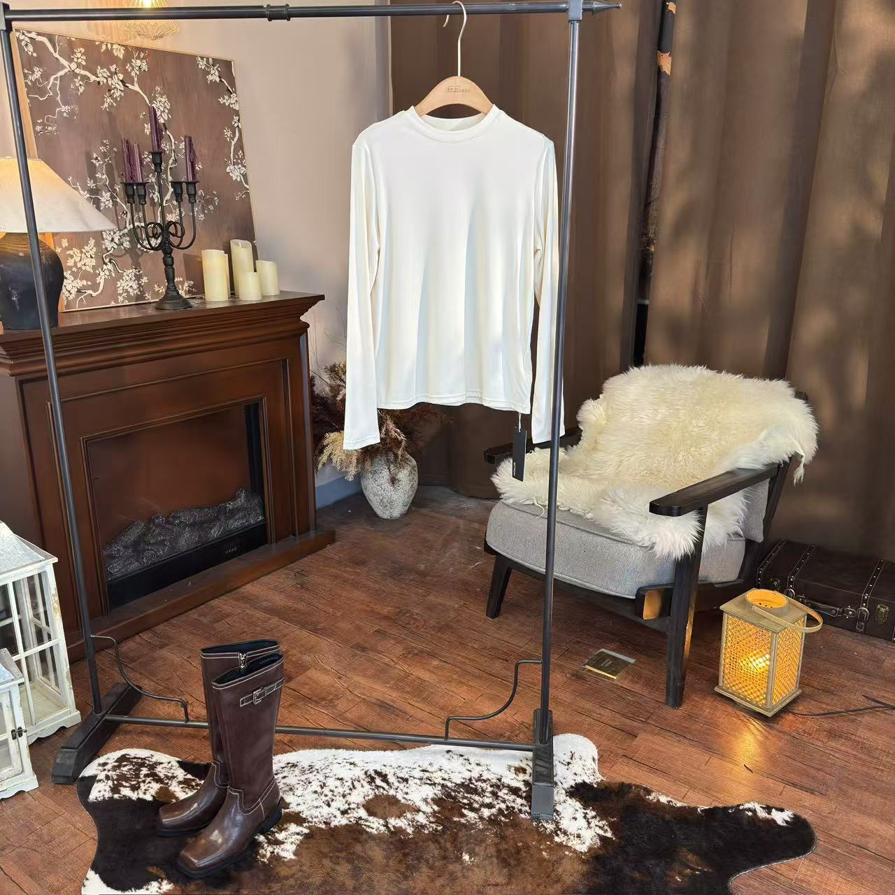 【首次PO价】西町村屋简约显瘦百搭圆领打底衫HD8105007