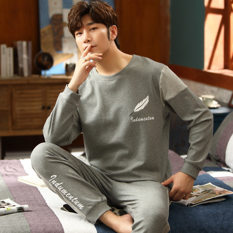 男士睡衣秋冬季高级感居家大码套头圆领宽松套装春秋家居服可外穿