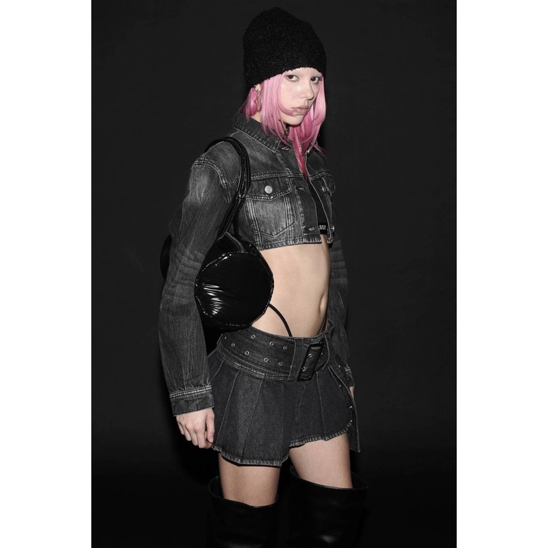 BADBLOOD[w-jkt23-037] 超短款牛仔卡车司机夹克 套装- 黑色