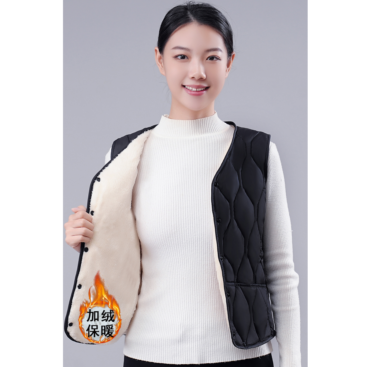 波司登2023新款秋冬羽绒棉马甲女加绒加厚保暖坎肩短款时尚百搭内