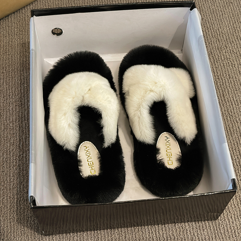 厚底毛毛拖鞋女外穿2023新款秋冬季毛茸茸毛毛鞋一字棉拖鞋