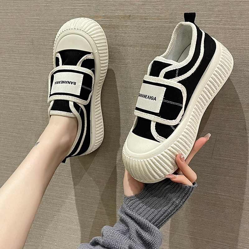 小众帆布鞋女2023春季新款厚底百搭运动休闲饼干鞋爆款大头丑萌鞋
