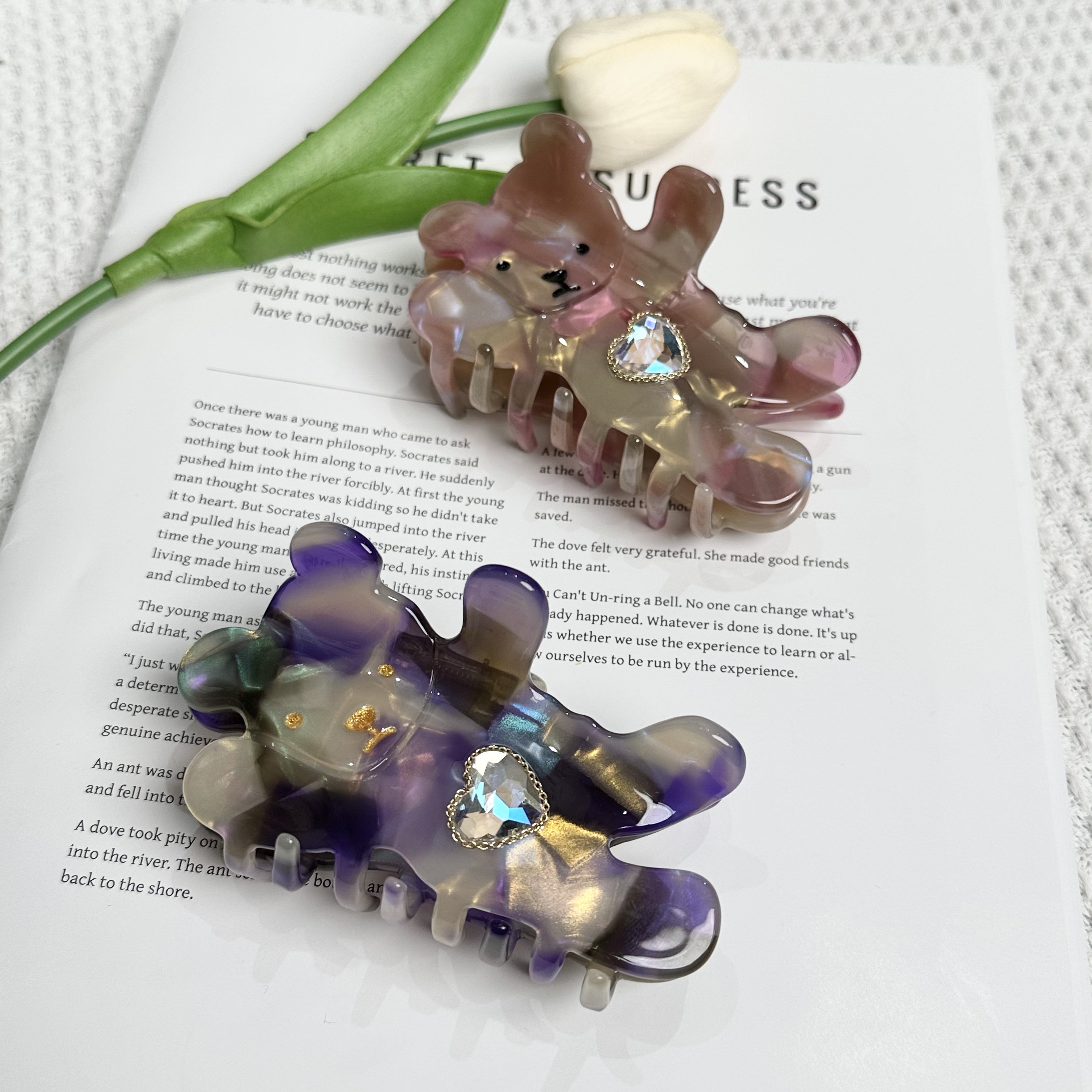 Freshness/菲妮丝F-834韩系新款醋酸小熊爱心抓夹