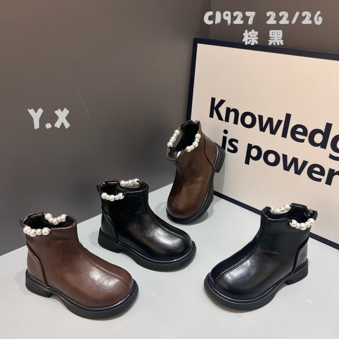 冬季女童加厚马丁靴珍珠公主靴保暖防滑短靴