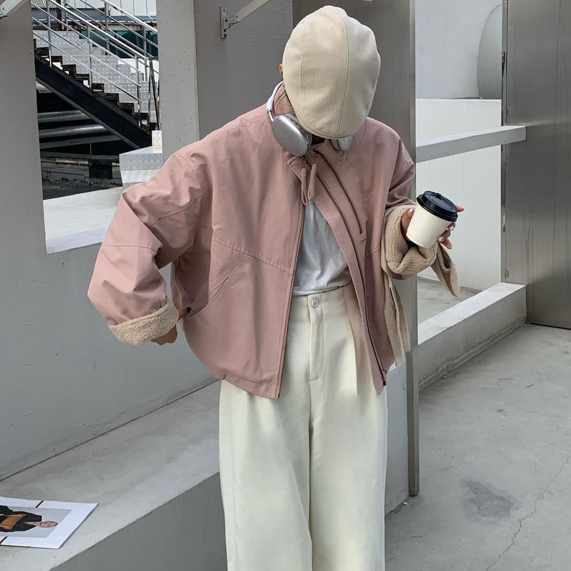 加绒厚款小个子派克服短款冬季韩版立领设计感夹克休闲外套女显瘦