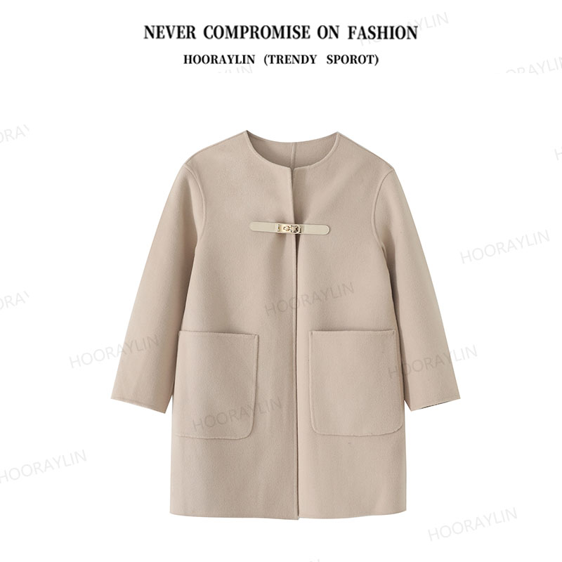 【HoorayLin】 大衣厚款毛呢大衣百搭设计师中长款#DL254