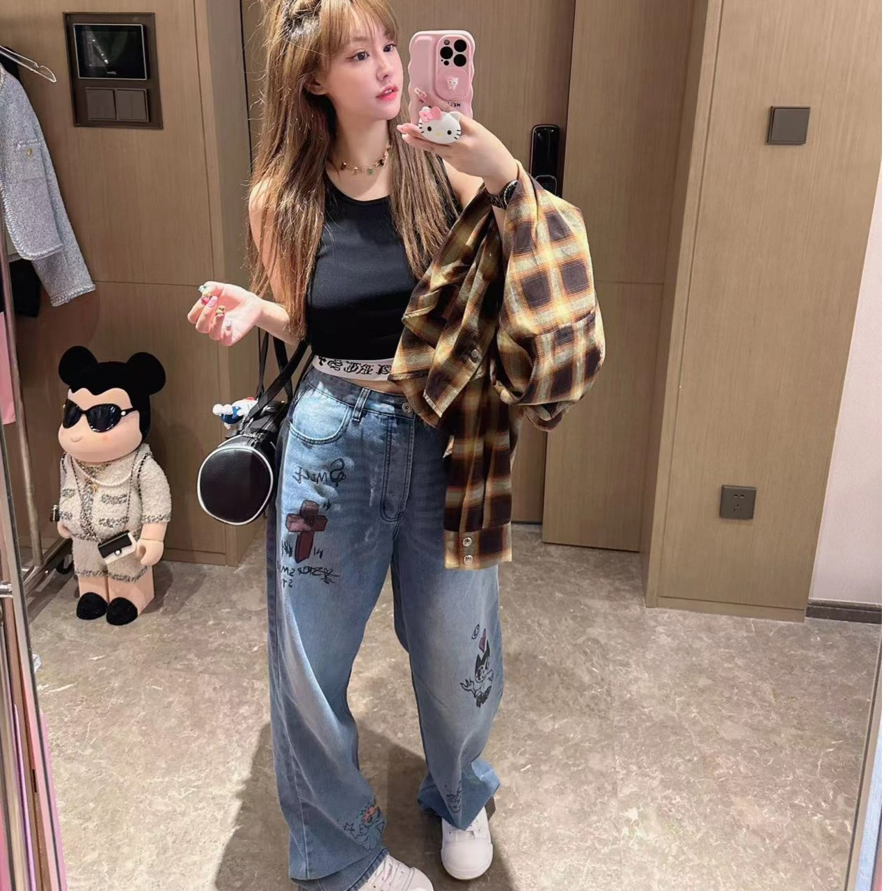 【HoorayLin】廓形满印重磅牛仔裤#DL029