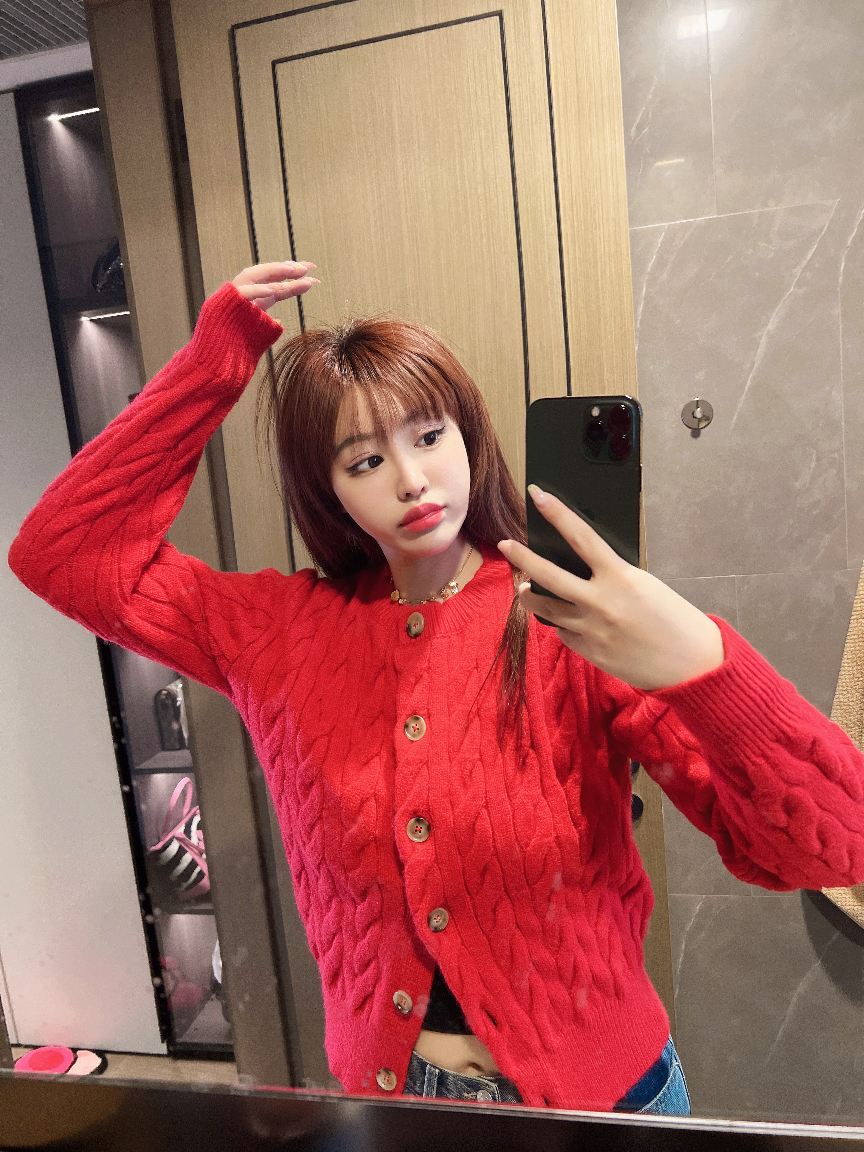 【HoorayLin】 新年红北极绒小马开衫HF-2301235